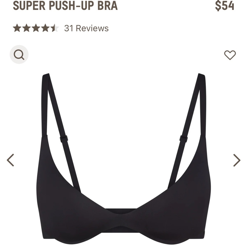 Skims Body Wireless Super Push Up Bra ONYX Size 34D NWT
